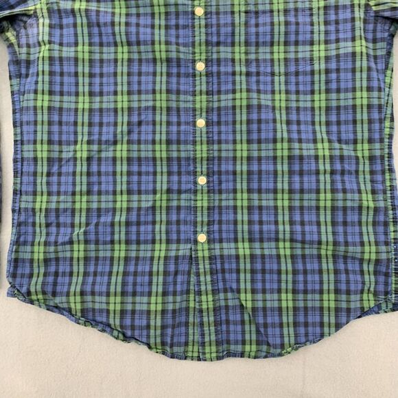 J. Crew Button Down Shirt Mens Large Plaid Green Blue Long Sleeved Black Watch - Picture 4 of 16